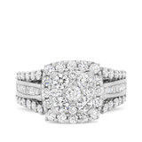 Photo of Louise 2 1/4 Carat T.W. Diamond Cushion Cluster Bridal Set 14K White Gold [BT635WE-C000]