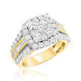 Photo of Louise 2 1/4 Carat T.W. Diamond Cushion Cluster Bridal Set 14K Yellow Gold [BT635YE-C000]