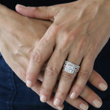 Photo of Louise 2 1/4 Carat T.W. Cushion Cluster Bridal Set 14K Yellow Gold [BR635Y-C000]