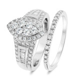 Photo of Helena 1 1/6 Carat T.W. Diamond Marquise Cluster Bridal Set 10K White Gold [BR636W-C000]