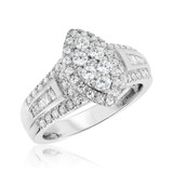 Photo of Helena 1 1/6 CT. T.W. Diamond Marquise Cluster Bridal Set 14K White Gold [BT636WE-C000]