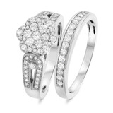 Photo of Melanie 7/8 Carat T.W. Fancy Cluster Bridal Set 14K White Gold [BR639W-C000]