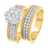 Photo of Madeline 3/4 CT. T.W. Diamond Fancy Cluster Bridal Set 10K Yellow Gold [BR640Y-C000]