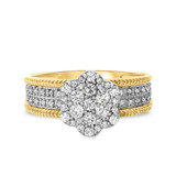 Photo of Madeline 3/4 CT. T.W. Diamond Fancy Cluster Bridal Set 10K Yellow Gold [BT640YE-C000]