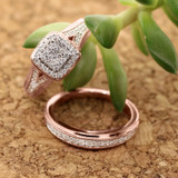 Photo of Selena 1/2 Carat T.W. Diamond Cushion Cluster Bridal Set 10K Rose Gold [BR643R-C000]