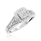 Photo of Selena 1/2 CT. T.W. Diamond Cushion Cluster Bridal Set 14K White Gold [BT643WE-C000]