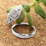 Photo of Selena 1/2 CT. T.W. Diamond Cushion Cluster Bridal Set 14K White Gold [BR643W-C000]