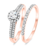 Photo of Logan 1/2 Carat T.W. Diamond Round Solitaire Bridal Set 14K Rose Gold [BR675R-R023]