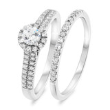 Photo of Logan 1/2 Carat T.W. Diamond Round Solitaire Bridal Set 10K White Gold [BR675W-R023]