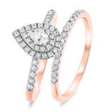 Photo of Savannah 5/8 Carat T.W. Diamond Pear Solitaire Bridal Set 14K Rose Gold [BR676R-C000]