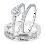 Photo of Calla 1/2 ct tw. Diamond Round Cluster Trio Set 14K White Gold [BT551W-C000]