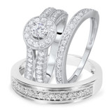 Photo of Cobie 1 3/8 ct tw. Diamond Round Solitaire Trio Set 10K White Gold [BT559W-R029]