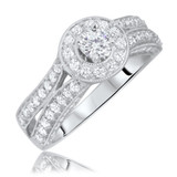 Photo of Cobie 1 3/8 ct tw. Diamond Round Solitaire Trio Set 10K White Gold [BT559WE-R029]