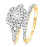 Photo of Kalani 1 1/6 Carat T.W. Diamond Round Solitaire Bridal Set 10K Yellow Gold [BR680Y-R023]
