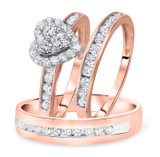 Photo of Darla 1 1/5 ct tw. Diamond Heart Cluster Trio Set 14K Rose Gold [BT563R-C000]