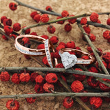 Photo of Darla 1 1/5 ct tw. Diamond Heart Cluster Trio Set 14K Rose Gold [BT563R-C000]