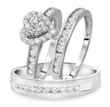 Photo of Darla 1 1/5 ct tw. Diamond Heart Cluster Trio Set 10K White Gold [BT563W-C000]