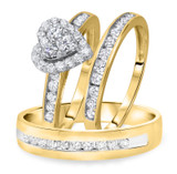 Photo of Darla 1 1/5 ct tw. Diamond Heart Cluster Trio Set 14K Yellow Gold [BT563Y-C000]
