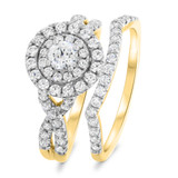 Photo of Johanna 1 1/6 Carat T.W. Diamond Round Solitaire Bridal Set 14K Yellow Gold [BR681Y-R023]