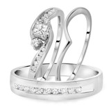 Photo of Serenity 1/2 ct tw. Diamond Princess Solitaire Trio Set 10K White Gold [BT566W-P018]
