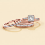 Photo of Bridgette 1/2 ct tw. Diamond Cushion Cluster Trio Set 14K Rose Gold [BT572R-C000]