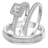 Photo of Bridgette 1/2 ct tw. Diamond Cushion Cluster Trio Set 10K White Gold [BT572W-C000]
