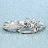 Photo of Bridgette 1/2 ct tw. Diamond Cushion Cluster Trio Set 14K White Gold [BT572W-C000]