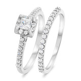 Photo of Eagan 2/3 Carat T.W. Diamond Princess Solitaire Bridal Set 14K White Gold [BR688W-P023]