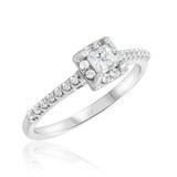 Photo of Eagan 2/3 Carat T.W. Diamond Princess Solitaire Bridal Set 14K White Gold [BT688WE-P023]