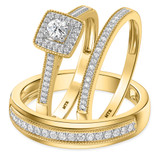 Photo of Bridgette 1/2 ct tw. Diamond Cushion Cluster Trio Set 14K Yellow Gold [BT572Y-C000]