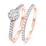 Photo of Farris 2/3 Carat T.W. Diamond Round Solitaire Bridal Set 14K Rose Gold [BR689R-R023]