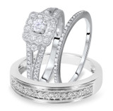 Photo of Jasmine 3/4 ct tw. Diamond Cushion Cluster Trio Set 10K White Gold [BT573W-C000]