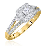 Photo of Jasmine 3/4 ct tw. Diamond Cushion Cluster Trio Set 10K Yellow Gold [BT573YE-C000]
