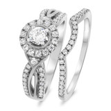 Photo of Janette 3/4 Carat T.W. Diamond Round Solitaire Bridal Set 10K White Gold [BR690W-R023]