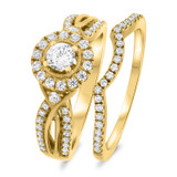 Photo of Janette 3/4 Carat T.W. Diamond Round Solitaire Bridal Set 14K Yellow Gold [BR690Y-R023]