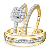 Photo of Blake 1 1/4 ct tw. Diamond Princess Solitaire Trio Set 14K Yellow Gold [BT574Y-P023]