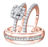 Photo of Olivia 1 1/3 ct tw. Diamond Round Solitaire Trio Set 14K Rose Gold [BT575R-R029]