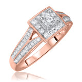 Photo of Skyler 1 1/7 ct tw. Diamond Princess Solitaire Trio Set 14K Rose Gold [BT576RE-P023]