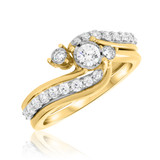 Photo of Kelsi 1/2 CT. T.W. Diamond Round Cluster Bridal Set 10K Yellow Gold [BR692Y-C000]