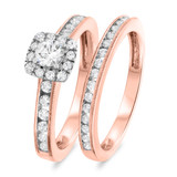 Photo of Chase 7/8 Carat T.W. Diamond Round Solitaire Bridal Set 14K Rose Gold [BR693R-R029]
