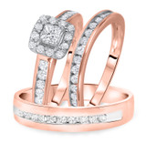 Photo of Malia 1 1/5 ct tw. Diamond Princess Solitaire Trio Set 10K Rose Gold [BT578R-P023]