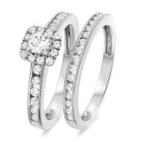 Photo of Chase 7/8 Carat T.W. Diamond Round Solitaire Bridal Set 14K White Gold [BR693W-R029]