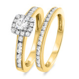 Photo of Chase 7/8 Carat T.W. Diamond Round Solitaire Bridal Set 10K Yellow Gold [BR693Y-R029]