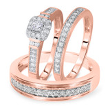 Photo of Enchanted 3/8 ct tw. Diamond Cushion Cluster Trio Set 14K Rose Gold [BT579R-C000]