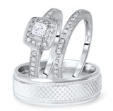 Photo of Allure 1/2 ct tw. Diamond Princess Solitaire Trio Set 14K White Gold [BT580W-P018]
