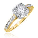 Photo of Allure 1/2 ct tw. Diamond Princess Solitaire Trio Set 10K Yellow Gold [BT580YE-P018]