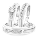 Photo of Courtesan 1/8 ct tw. Diamond Round Cluster Trio Set 14K White Gold [BT583W-C000]
