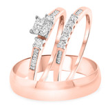 Photo of Wilhelmina 3/8 ct tw. Diamond Princess Cluster Trio Set 10K Rose Gold [BT587R-C000]