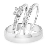 Photo of Wilhelmina 3/8 ct tw. Diamond Princess Cluster Trio Set 10K White Gold [BT587W-C000]