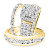 Photo of Felicity 4 1/3 ct tw. Diamond Princess Cluster Trio Set 10K Yellow Gold [BT588Y-C000]